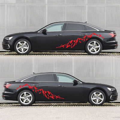 Autocollant Voiture Montagne Rouge Tresor Otaku