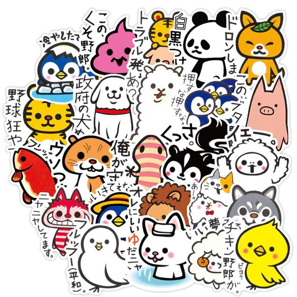 Stickers Japonais Kawaii <br> (Pack de 36) Pack de Stickers Tresor Otaku