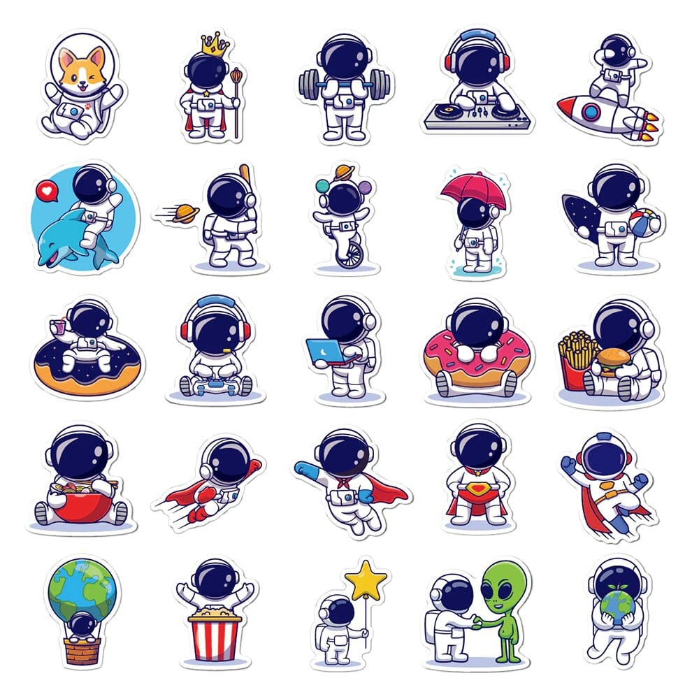Stickers Kawaii Astronaute Pack de Stickers Tresor Otaku