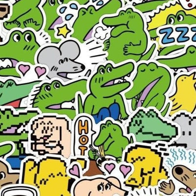 Stickers Kawaii Crocodile <br> (Pack de 80) Pack de Stickers Tresor Otaku
