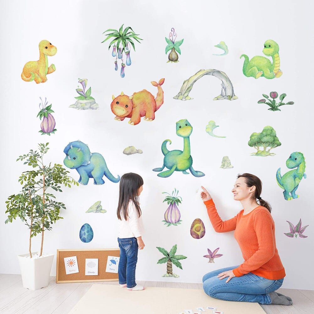 Stickers Muraux Chambre Bébé Dinosaures Tresor Otaku