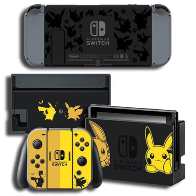 Stickers Nintendo Switch Pikachu Noir Édition Stickers Nintendo Switch Tresor Otaku